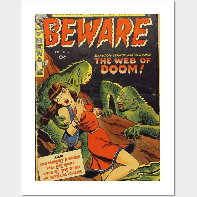 Beware! Swamp Monsters Comic Wall Art by Weirdette